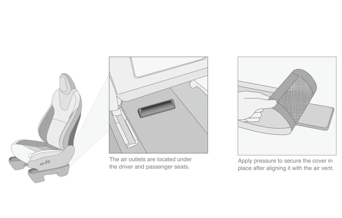 Cover til ventilationskanal under forsæderne til Tesla Model 3/Y – billede 2