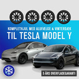 Infografik: Komplethjul med alufælge og vinterdæk til Tesla Model Y - 5 års overfladegaranti