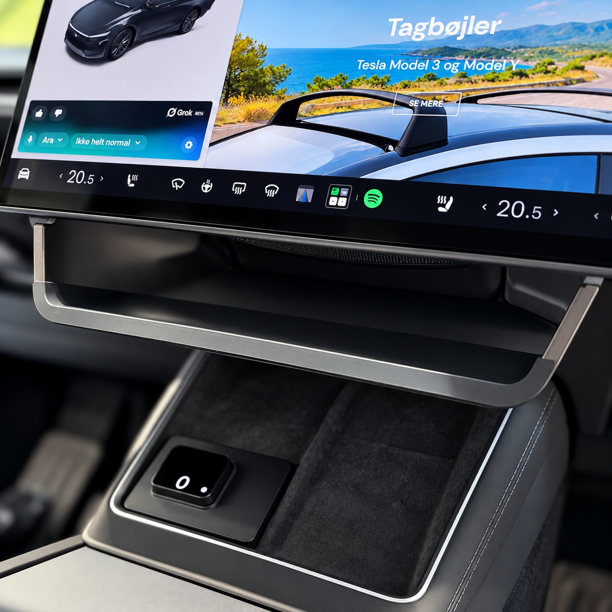 Opbevaringsboks under skærm – Tesla Model 3/Y