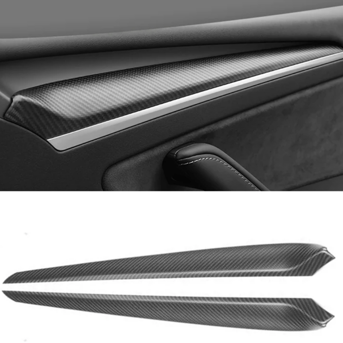 Cover til dør i ægte mat carbon til Tesla Model 3/Y