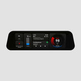 S3XY Dash skærm alene på hvid baggrund, viser sport-tilstand med rødt speedometer