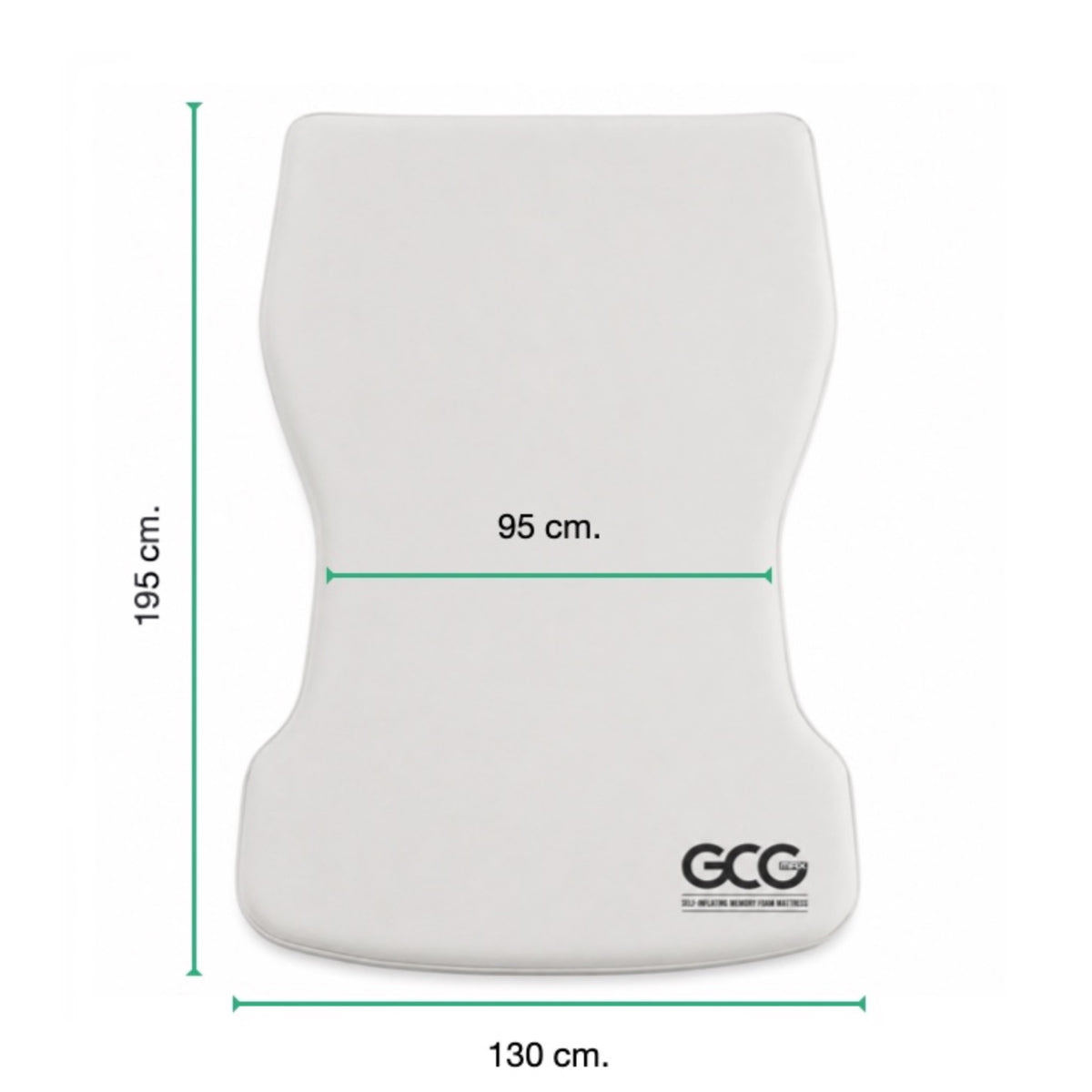Måltegning med dimensioner for GCG MAX madras