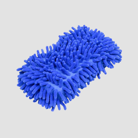 Blå mikrofiber vaskesvamp insektsvamp set ovenfra