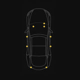 Blå LED-lampeenheder med plug-and-play stik til Tesla - set skråt fra siden
