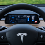 S3XY Dash instrumentdisplay monteret bag rattet i Tesla Model 3/Y