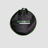 Opbevaringstaske til ladekabel eller mobil lader med GreenCarGear logo.