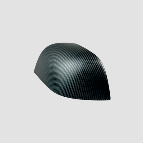 Sidespejl cover i carbon-look til Tesla Model 3 på lys baggrund