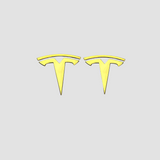To Tesla T-emblemer i guldfarvet metal til Tesla Model 3