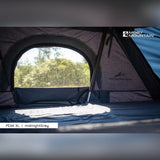 Indvendigt i Moby Mountain Peak XL tagtelt i midnightGrey med madras og stort vindue